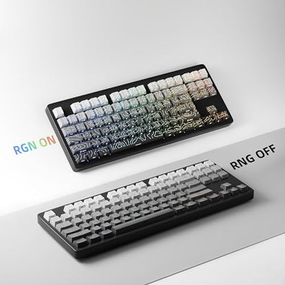 FunHub Shine Through PBT Keycaps - Black Double Shot Side Printed Backlit Keycaps Set 133 Keys 60% 65% 75% 100% Cherry Profile,Gradient Topographic Custom Key Caps for MX Switch Gaming Keyboards - color: Black