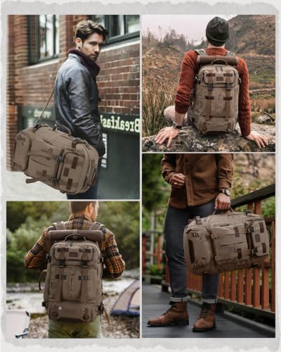 Gonex 40L Convertible Laptop Backpack, Airline Approved | 3-in-1 carry, Thick canvas, Shoe compartment, Hidden straps, Travel & Work Use - color: Coffee Brown