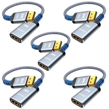 Highwings 4K DisplayPort to HDMI Adapter 5 Pack, Uni-Directional DP to HDMI | Uni-Directional DP 1.2 Computer to HDMI 2.0 Screen, Display Port to HDMI Adapter Male to Female for Dell HP AMD, Passive - color: Grey, style: 4K 30Hz-5 Pack