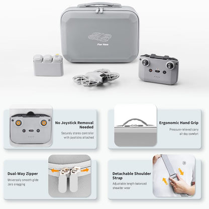 Carrying Case for DJI Neo RC N3/N2 Remote Controller, Portable Shoulder Bag | Case for DJI Neo Drone, Fly More Combo, battery,charger plug and Accessories (PU Leather Case Only)