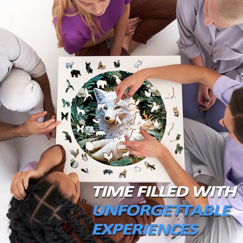 Wooden Puzzle for Adults - Unique Shape Fox Wooden Jigsaw Puzzle, Wood Puzzles, Challenge Puzzle for Adults 11.4x11.4 in 200 Pieces