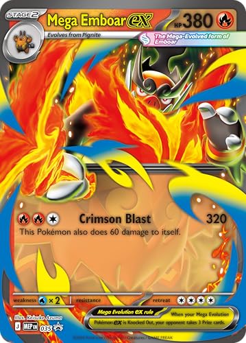 Pokémon TCG: Mega Evolution—Ascended Heroes Mega Emboar ex Box (1 Foil Promo Card, 1 Oversize Lenticular Card & 4 Booster Packs)