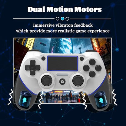 Wireless Controller for Ps4 Controller Compatible with PS4/Slim/Pro/Windows PC,with Touchpad/Vibration/Built-in Speaker&3.5mm Headphone Jack/Six-axis Motion Control/USB-C Charging Cable,White Blue - color: White Blue