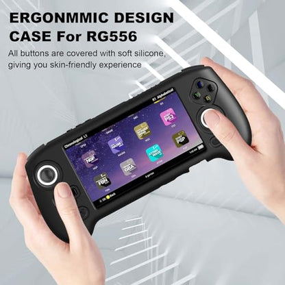 Silicone Protective Case for RG556, Only Compatible with Anbernic RG 556 Handheld Game Console Anti-Scratch Washable Soft Skin Case (Black) - color: Black