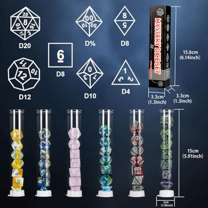 Mystery Dice Box - 7PCS DND Dice Set, Random Dice Patterns, 1Surprise Boxes, Polyhedral Dice with Dice Display Tube, D&D Gifts Box for Dungeons and Dragons, RPG, MTG,Role Playing Table Game - style: 1 box Mystery Dice
