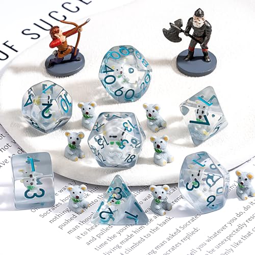 DND Resin Koala Dice Set, D&D Polyhedral Dice for Dungeons and Dragons RPG, MTG Role Playing Games D and D Dice 7pcs D20 D12 D10 D8 D6 D4 - color: Koala