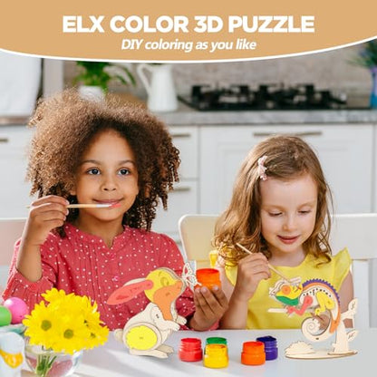 ELX 3D Wooden Animal Puzzles for Kids 6+, 4 Piece Set Animal Models, Wood Building Craft Kits Stem Toys peresents for Kids and Adults - style: 3D-Wildlife