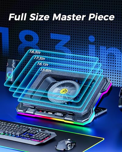 AICHESON Gaming Laptop Cooler Cooling Pad, Ultra Cooling with 10°C-35°C Temperature Drop, RGB Turbo Fan Stand Base for 14-19 inch Computer Laptops - color: 12V