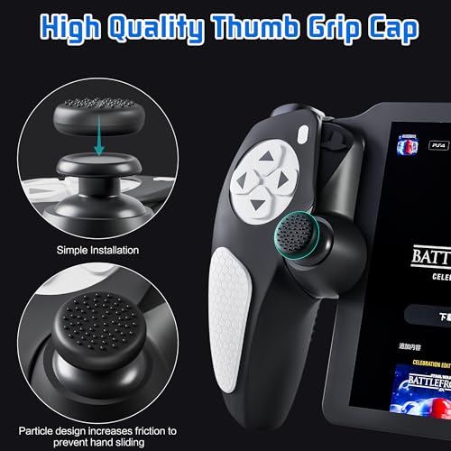 FUNDIARY Anti-Slip Silicone Skin for Ps5 Controller, PS5 Controller Accessories, Soft Protective Cover Case for PlayStation 5 Control Grip, Shockproof Grip Case with 4 Thumb Caps(Black) - color: Black with Whte Handle Grip