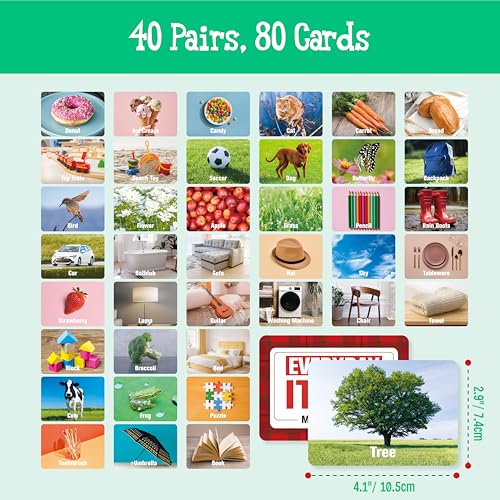 80 PCS Daily Items Matching Game, 40 Designs Everyday Objects Memory Cards Engaging Picture Match Game, Educational Learning Toys Enhance Memory & Matching Skills for Kids Ages 3 and Up - style: Daily Items