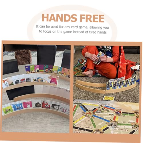 Hemobllo Wooden Card Rack Displaying Stand Wooden Playing Card Holder for Games for Family Gatherings and Game Nights