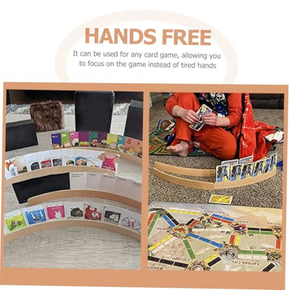 Hemobllo Wooden Card Rack Displaying Stand Wooden Playing Card Holder for Games for Family Gatherings and Game Nights