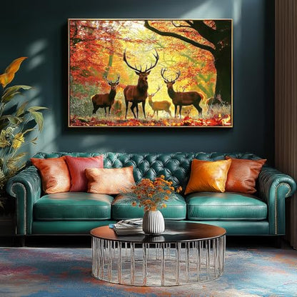 MINIWAN 1000 Piece Majestic Deer in Autumn Forest Jigsaw Puzzle | 27.5"x19.7", For Adults & Seniors, Letters on Back, Reference Poster Included - color: Autumn Elk