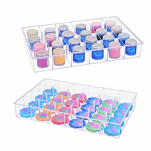2 Pack Fixed 24 Grids Clear Plastic Organizer Sorting Tray and Transparent Storage Divider Box Container Case for Hardware, Craft, Sewing Kit,Office Supplies, Small Parts - size: Fixed 24 Grids
