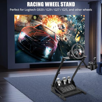 GarveeHome Racing Steering Wheel Stand, Adjustable & Foldable, Tilt Adjustable, Compatible with G25/G27/G29/G920, Racing Simulator Stand | Adjustable & Foldable, Tilt Adjustable, Compatible with G25/G27/G29/G920, Racing Simulator Stand