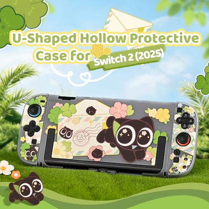 GeekShare Slim Protective Case Compatible with Switch 2 (2025), Anti-Scratche and Shock-Absorption Dockable Hard Shell for Switch 2 Game Console - Spring Letter - color: The Hei-Spring Letter