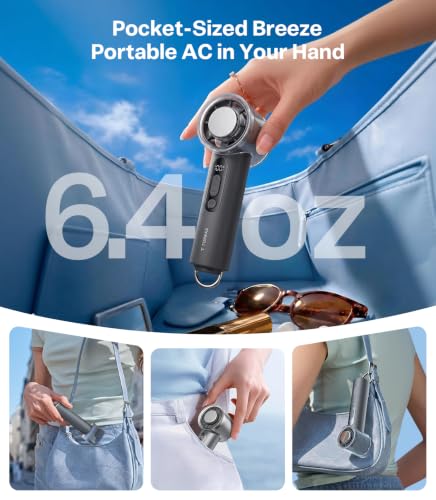 TORRAS COOLiFY iva Handheld Fan with Ice Cooler, [Chill by 50°F], 0-100 Adjustable Speed, Super Mini Powerful Portable Fan 4900mAh Rechargeable, Hand Fans for Travel Essentials,Charcoal - color: Charcoal Grey