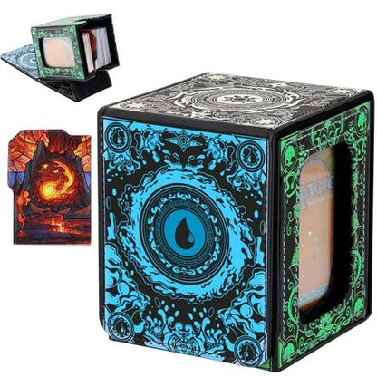 Card Deck Box for YGO MTG Deck Box 110+ Double Sleeved Cards Storage Trading Card Games Leather Storage with divider,Holder (MTG) - color: MTG