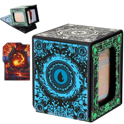 Card Deck Box for YGO MTG Deck Box 110+ Double Sleeved Cards Storage Trading Card Games Leather Storage with divider,Holder (MTG) - color: MTG