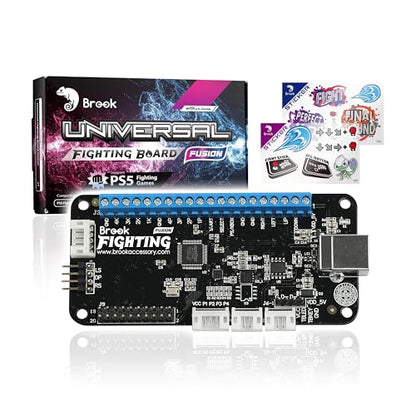 Brook Universal Fighting Board Fusion with a Sticker - Pre-Installed Header Version, for PS5 Fighting Games Solution, Compatible with Street Fighter 6 and Tekken 8 [Exclusive Version]
