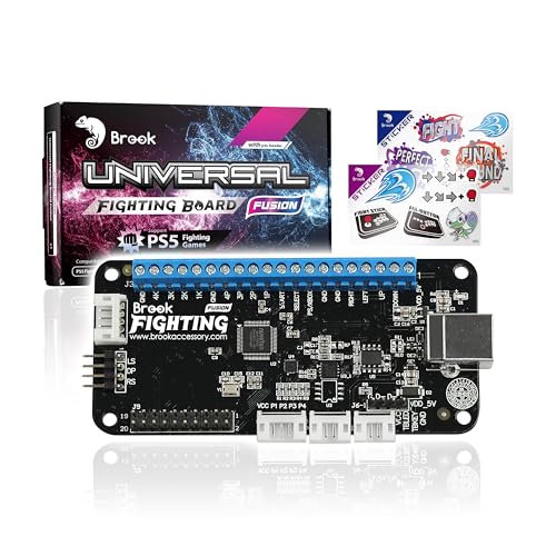Brook Universal Fighting Board Fusion with a Sticker - Pre-Installed Header Version, for PS5 Fighting Games Solution, Compatible with Street Fighter 6 and Tekken 8 [Exclusive Version]