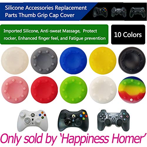 40 Pcs Colorful Silicone Accessories Replacement Part Thumb Grip Cap Cover, Analog Controller Thumb Stick Grips Cap Cover for PS2, PS3, PS4, Xbox 360, Xbox One Controller
