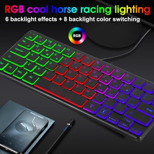 RGB Backlit Gaming Keyboard, Compact Small Keyboard for PC Laptop with Quiet, Ergonomic Design Plug and Play