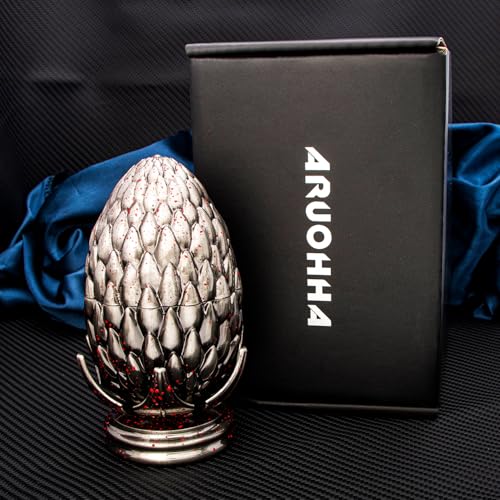 ARUOHHA DND Metal Dice Blood Splatter Dragon Egg Dice with Rotating Dragon Egg Shell, Role Playing Game RPG Polyhedral D and D Dice Set D20 D12 D10 D8 D6 D4 - color: Blood Splatter