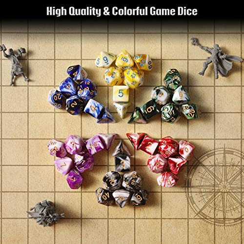 Grajar DND Dice Set, 42 Pcs Role Playing Dice Set with 6 Colorful Animal Pattern Dice Bag and PU Leather and Velvet dice Tray for Dungeons and Dragons D&D RPG MTG Table Games Mixed White - style: Animal-Mixed White
