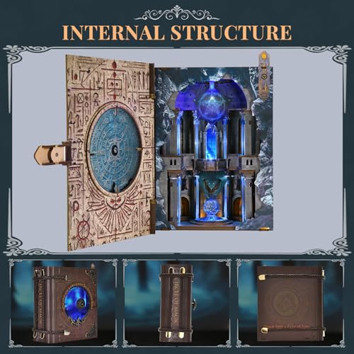MiniCity DIY Book Nook Kit, 3D Wooden Bookend Bookshelf Insert Decor with LED Light, 278 Pcs Craft Kit for Teens & Adults (Circle of Magic) | 260-piece book-style DIY kit with LED and dust cover; glue/tools and guide included; 4-6 hr build for shelf decor