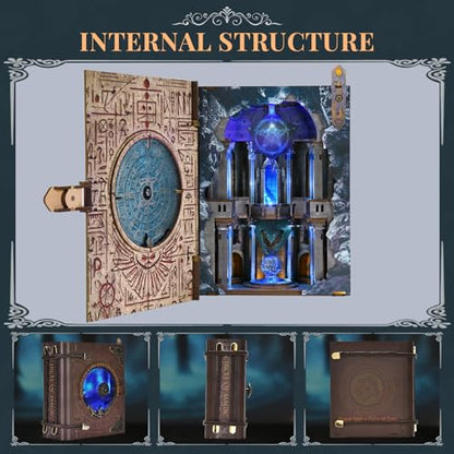 MiniCity DIY Book Nook Kit, 3D Wooden Bookend Bookshelf Insert Decor with LED Light, 278 Pcs Craft Kit for Teens & Adults (Circle of Magic) | 260-piece book-style DIY kit with LED and dust cover; glue/tools and guide included; 4-6 hr build for shelf decor