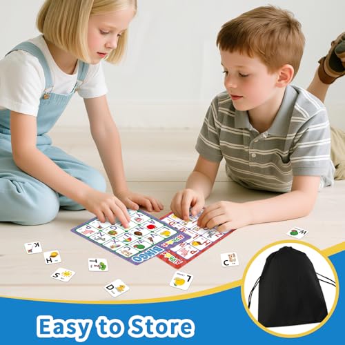 Alphabet Bingo Game, Letter&Number&Sight Word Bingo Board Games for Toddlers, ABC and 123 Learning Toys for Kids, Toddler Preschool Learning Activities, Family Matching Games - style: ABC & Number