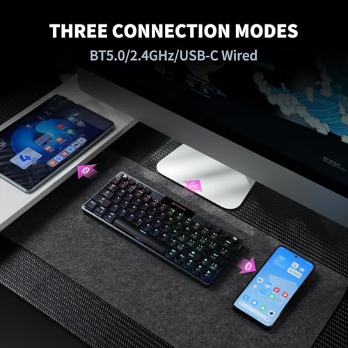 Hexgears A1 Low Profile Wireless Mechanical Keyboard - 60% Compact TKL, Bluetooth 5.0/2.4GHz/Wired USB C Hot Swappable Tactile Switch, RGB Backlit Mini Portable Gaming Keyboard Aluminum for PC/MAC - size: A1 - Mini, style: Tactile