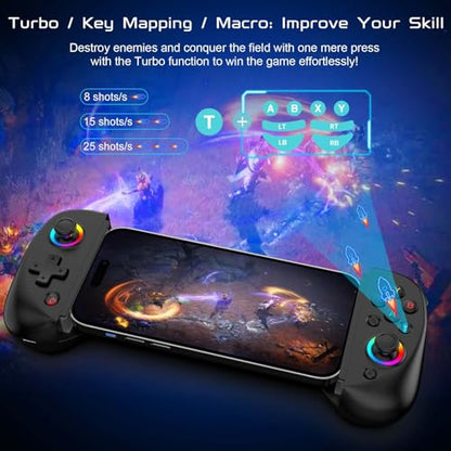 Joso Mobile Gaming Controller for iPhone/iPad/Tablet, Android Wireless Controller with Hall Effects Joysticks, Support PC/Switch, Play Cloud Games/PS Remote Play/COD/Genshin Impact & More - Black - color: Black