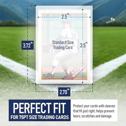 Premium Penny Sleeves for Trading Cards | Soft Trading Card Sleeves for Baseball Cards, Ultra Clear Plastic Pro Sports Card Sleeve, Football, MTG Collector Sleeve (Standard + Thick Options Available) - style: 75PT - 100 Count