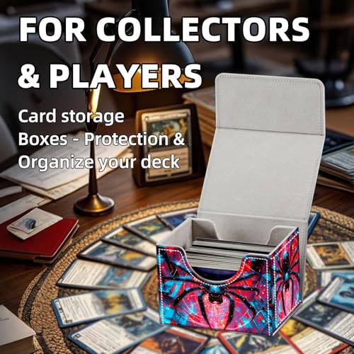 Trading Card Storage Box, Holds 100+ for MTG Cards, Premium PU Leather with Magnetic Closure, Neon Metropolis Giant Spider Durable Deck Box for Magic the Gathering, Trading Card Games - color: Neon Metropolis Giant Spider