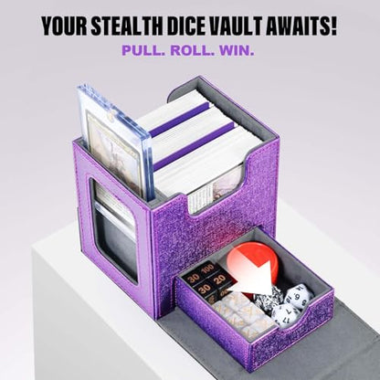 Kabinka Commander Deck Box for MTG with Dice Tray, Card Deck Box with Metal Emblem, Hold 100 Double-Sleeved Cards for TCG/PTCG, Cards Storage Case with 35PT Magnetic Card Holder (Black& Purple, Lotus) - color: A2-Black& Purple, Lotus