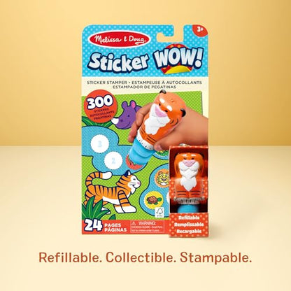 Melissa & Doug Sticker Wow!™ 24-Page Activity Pad and Sticker Stamper, 300 Stickers, Arts and Crafts Fidget Toy Collectible Character – Tiger - for Kids Ages 3+ - FSC Certified - color: Tiger, size: Single
