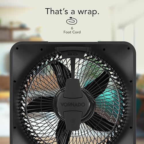 Vornado Model 80 High Velocity Box Fan, 20 Inch, 5 Speeds, Powerful Airflow | Removable Grille, Whole Room Air Circulation, Targeted Cooling, Cord Storage, Durable Floor Fan, Ice White - size: Model 80