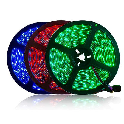 5M Black PCB 5050 RGB LED Strip Waterproof IP65 300 SMD Black PCB Board DC 12V Flexible Light - color: RGB (Red, Green, Blue)