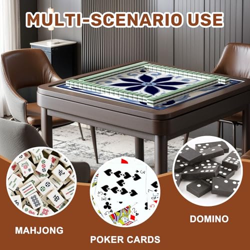 Mahjong Mat 31.5" x 31.5" Blue White Ceramic Tile Floral Swirl Non-Slip Noise Reduction Mahjong Tiles Table Cover for Dominoes Poker Card Board and Tile Games Gift - color: Color8