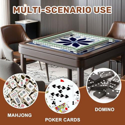 Mahjong Mat 31.5" x 31.5" Blue White Ceramic Tile Floral Swirl Non-Slip Noise Reduction Mahjong Tiles Table Cover for Dominoes Poker Card Board and Tile Games Gift - color: Color8