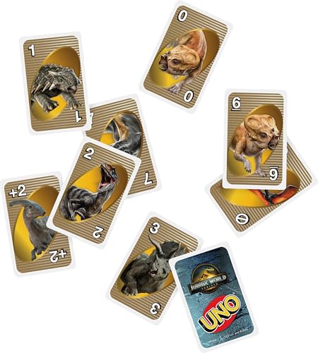 Mattel Games UNO Jurassic World Rebirth Card Game in a Collectible Tin for Kids, Adults & Family with Special Rule & Images Inspired by the Movie - style: UNO Jurassic World