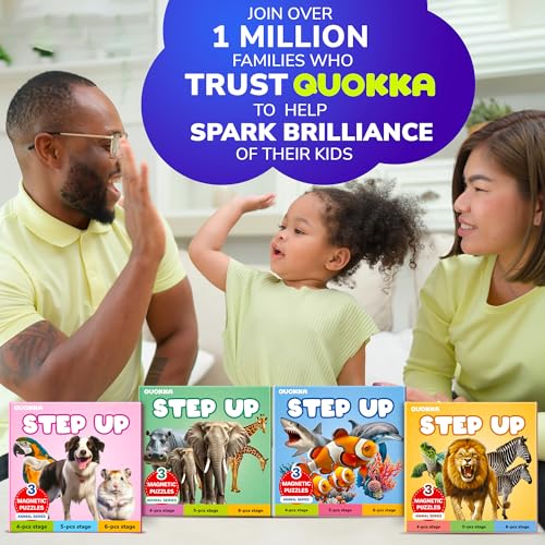 QUOKKA Step Up Magnetic Puzzles for Toddlers 1-3, Wild Animals Puzzle Set in One Book, Travel Games for Kids 3-5, Screen Free Toy for Toddlers and Preschoolers - color: Safari2