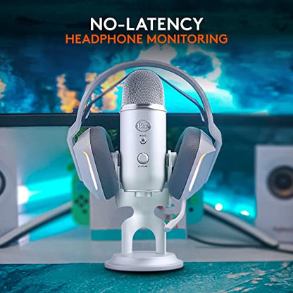 Logitech Creators Blue Yeti USB Microphone for PC, Mac, Gaming, Recording, Streaming, Podcasting, Studio and Computer Condenser Mic with Blue VO!CE Effects, 4 Pickup Patterns, Plug and Play - Silver | Tri-Capsule Condenser USB Mic, 4 Pickup Patterns, Bidi