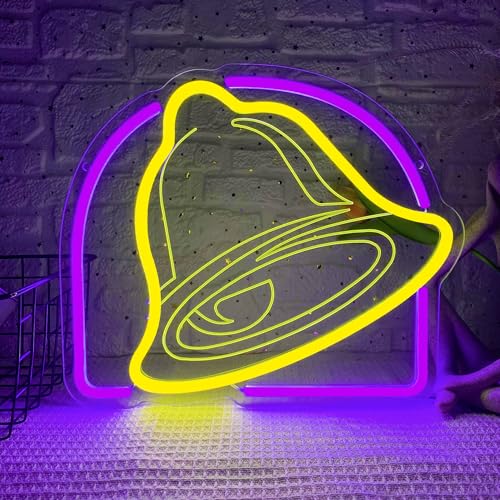 Taco Neon Signs for Wall Decor,Dimmable Bell Neon Light for Mexican Restaurant Decor,USB Powered for Kitchen Coffee Bar Coffee Shop Business Birthday Christmas Gifts(13.3 * 11.4in) - color: Yellow