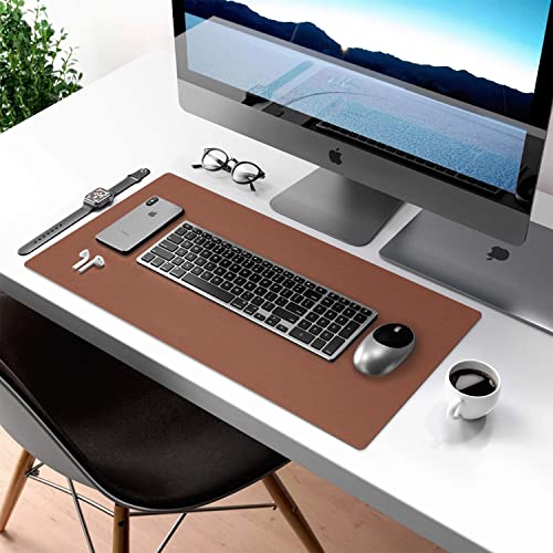 Aothia Double-Sided PU Leather Desk Pad - Non-Slip Large Mouse Pad & Desk Mat for Office, Home - Waterproof, Easy to Clean, Durable Dual-Sided Surface(Brown, 23.6" x 13.7") - color: Brown, size: 23.6" x 13.7"