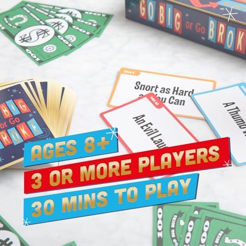Go Big or Go Broke Family Party Card Game for Kids Ages 8+ EAP Toy & Games | Fast paced interactive strategy game for kids, families, classroom, birthdays, sleepovers, travel & gatherings