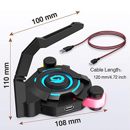 VersionTECH. Mouse Bungee - PC Gaming Mouse Cable Holder Cord Management, 4-Port USB Hub for MacBook Air, MacBook Pro, XPS, PC, Flash Drive, 2.4G Nano USB Receiver