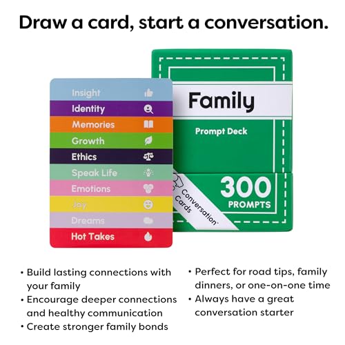 Family Pack | 300 Open-Ended Questions and Conversation Starters | Cards to Ignite Deeper Connections | A Great Gift for Families and Close Friends of All Ages